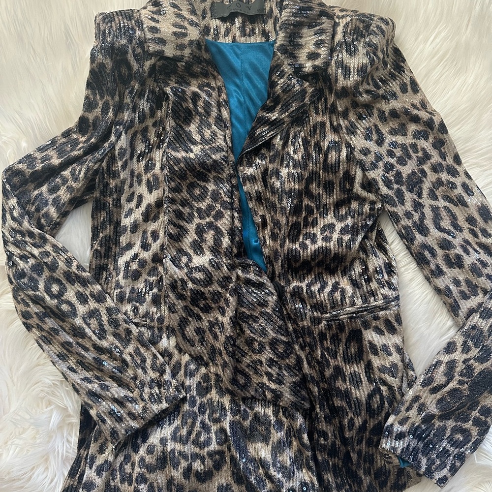 Leopard Sequin Blazer